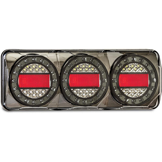 LED Autolamps Stop/Tail/Indicator/Reflector/Reverse LED Maxilamp Light 3 Lamp Combination 12-24V Bulk MAXILAMPC3XRWB