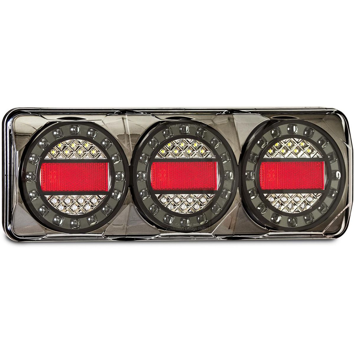 LED Autolamps Stop/Tail/Indicator/Reflector/Reverse LED Maxilamp Light 3 Lamp Combination 12-24V Bulk MAXILAMPC3XRWB