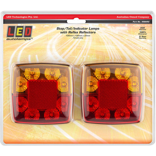 LED Autolamps Stop/Tail/Indicator/Reflector LED Light 12V Twin Blister 98BAR2
