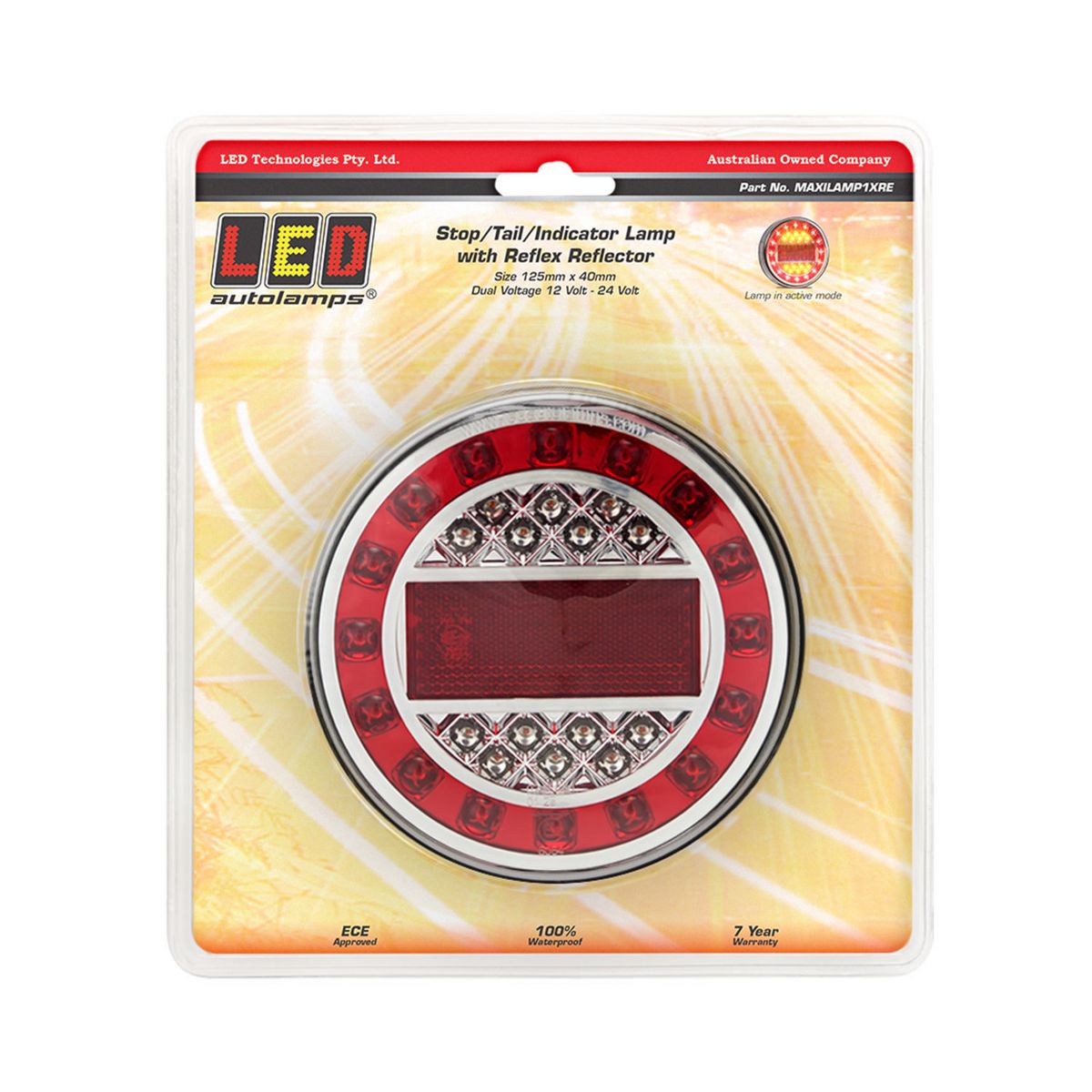 LED Autolamps Stop/Tail/Indicator/Reflector LED Round Maxilamp Light 12-24V MAXILAMP1XRE