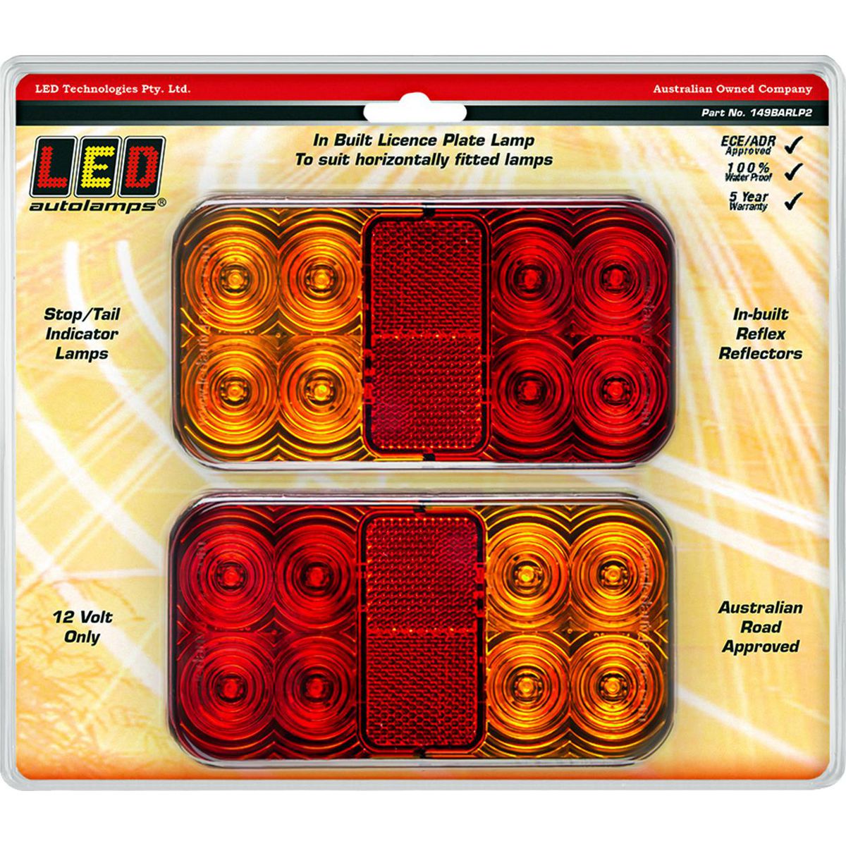 LED Autolamps Stop/Tail/Indicator/Reflector Light LED 12V Twin Pack 149BARLP2