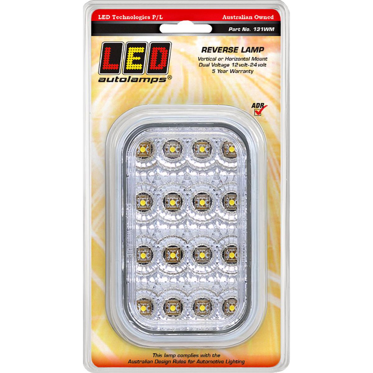 LED Autolamps Reverse 16-LED Light 12/24V w/ Clear Lens 131WM