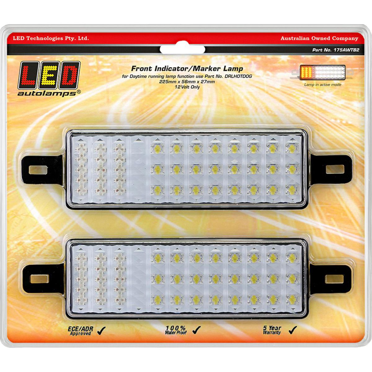 LED Autolamps Front Indicator/Marker Lamp 12V Twin Pack 175AWTB2
