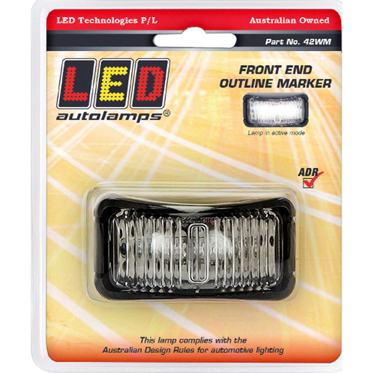LED Autolamps Front Marker with Black Base White 74x38x35mm Multi-volt 42WM