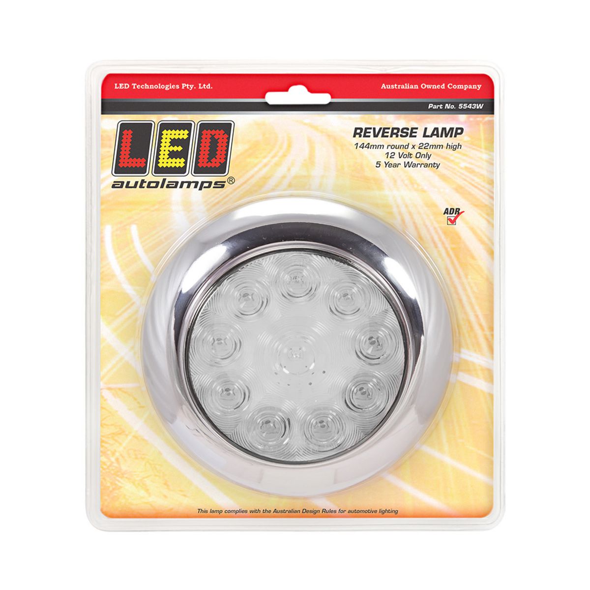 LED Autolamps 12V Round Backup Lamp With Chrome Flange And 10 LEDs 5543W