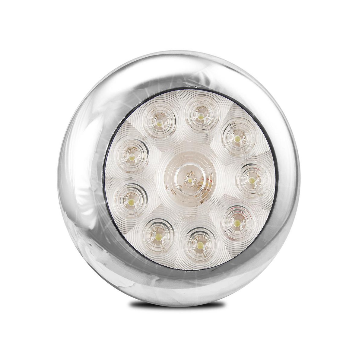 LED Autolamps 12V Round Backup Lamp With Chrome Flange And 10 LEDs 5543W