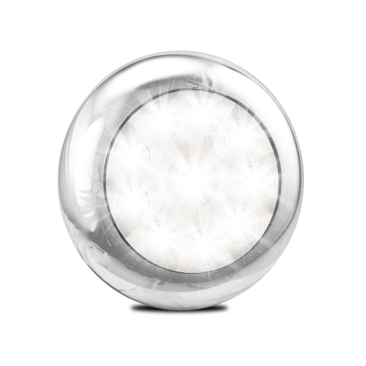 LED Autolamps 12V Round Backup Lamp With Chrome Flange And 10 LEDs 5543W