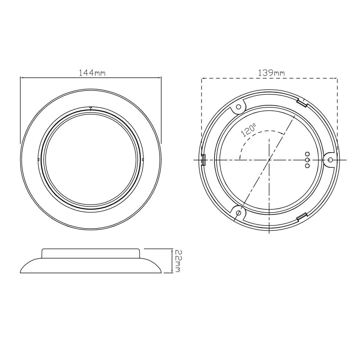 LED Autolamps 12V Round Backup Lamp With Chrome Flange And 10 LEDs 5543W