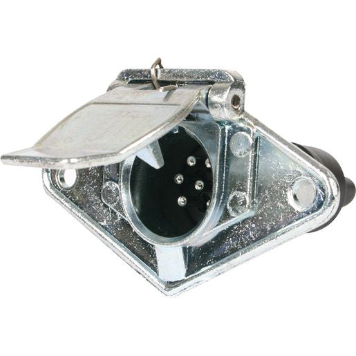 OEX Trailer Socket 7 Pin Small Round Metal ACX2791