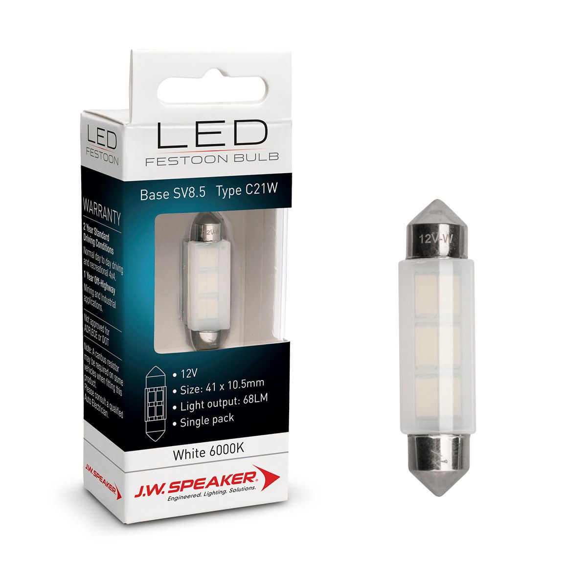 JW Speaker LED Festoon Globe 12V 21W 41 X 10.5 - 1 Pce 990104