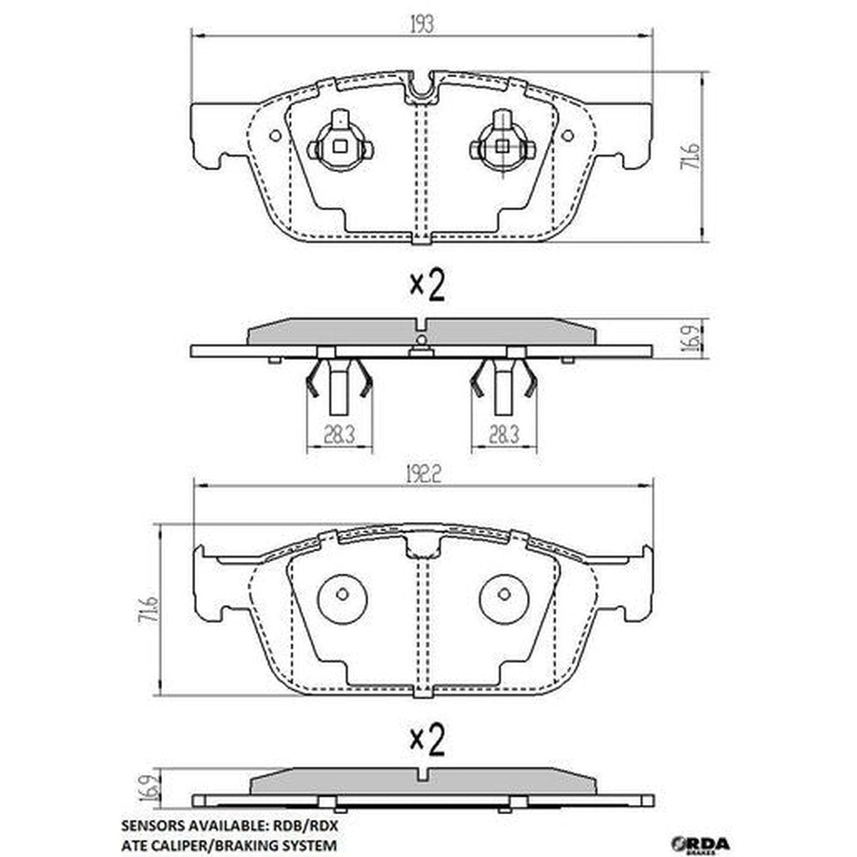 RDA GP Max Brake Pad Set Front RDB2396