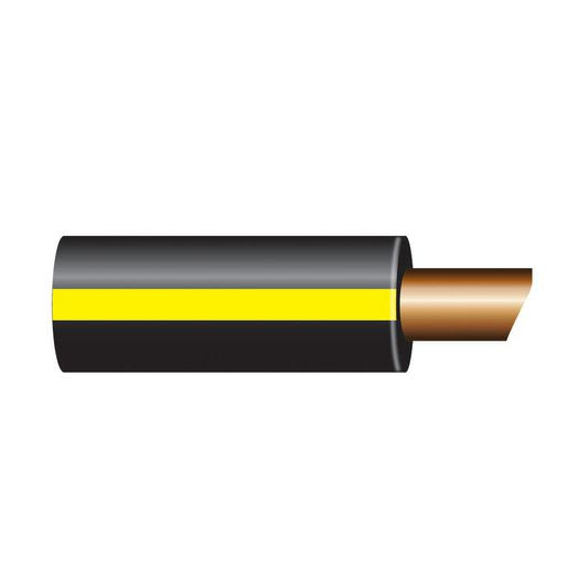 OEX 2mm Single Core Automotive Cable, Black With Yellow Trace - 100M Roll ACX0574/100