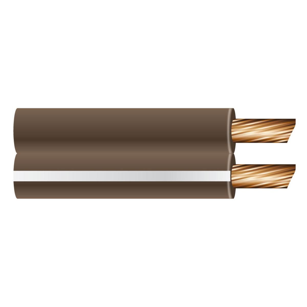 OEX 3mm Twin Core Automotive Cable, Figure 8, Brown With White Trace - 30M Roll ACX0803