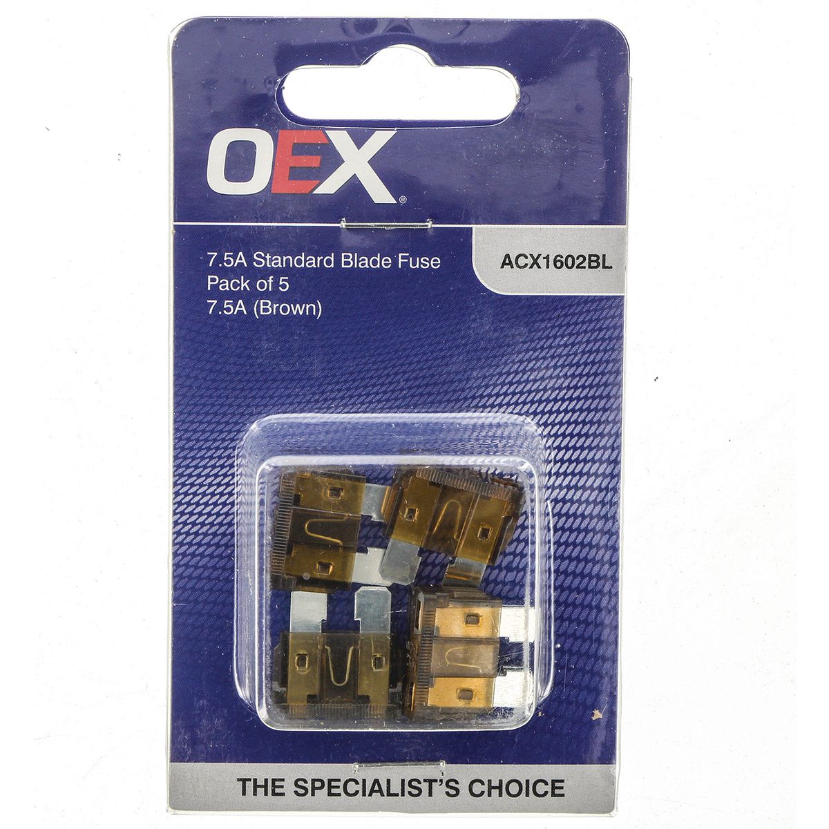 OEX Standard Blade Fuse, 7.5A Brown - Pack Of 5 ACX1602BL