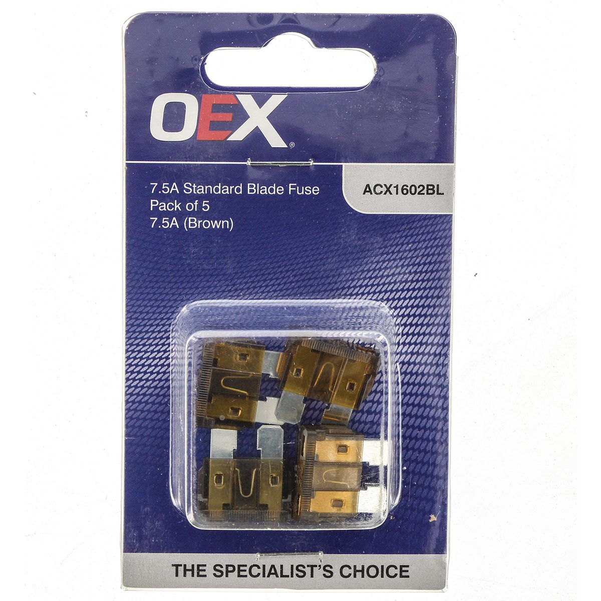 OEX Standard Blade Fuse, 7.5A Brown - Pack Of 5 ACX1602BL
