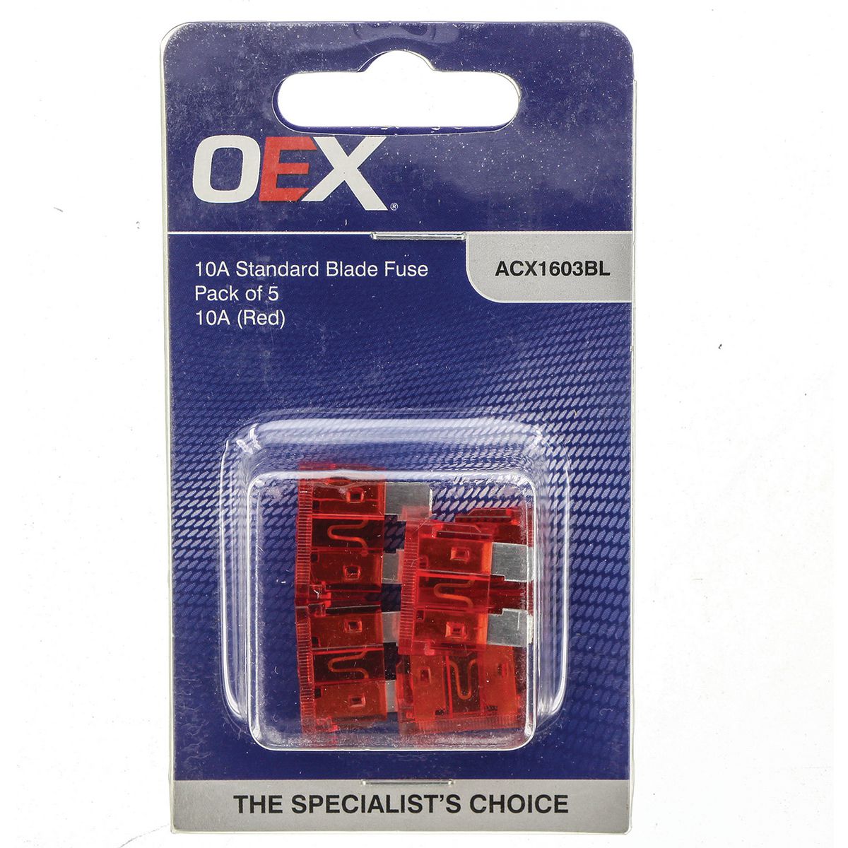 OEX Standard Blade Fuse, 10A Red - Pack Of 5 ACX1603BL