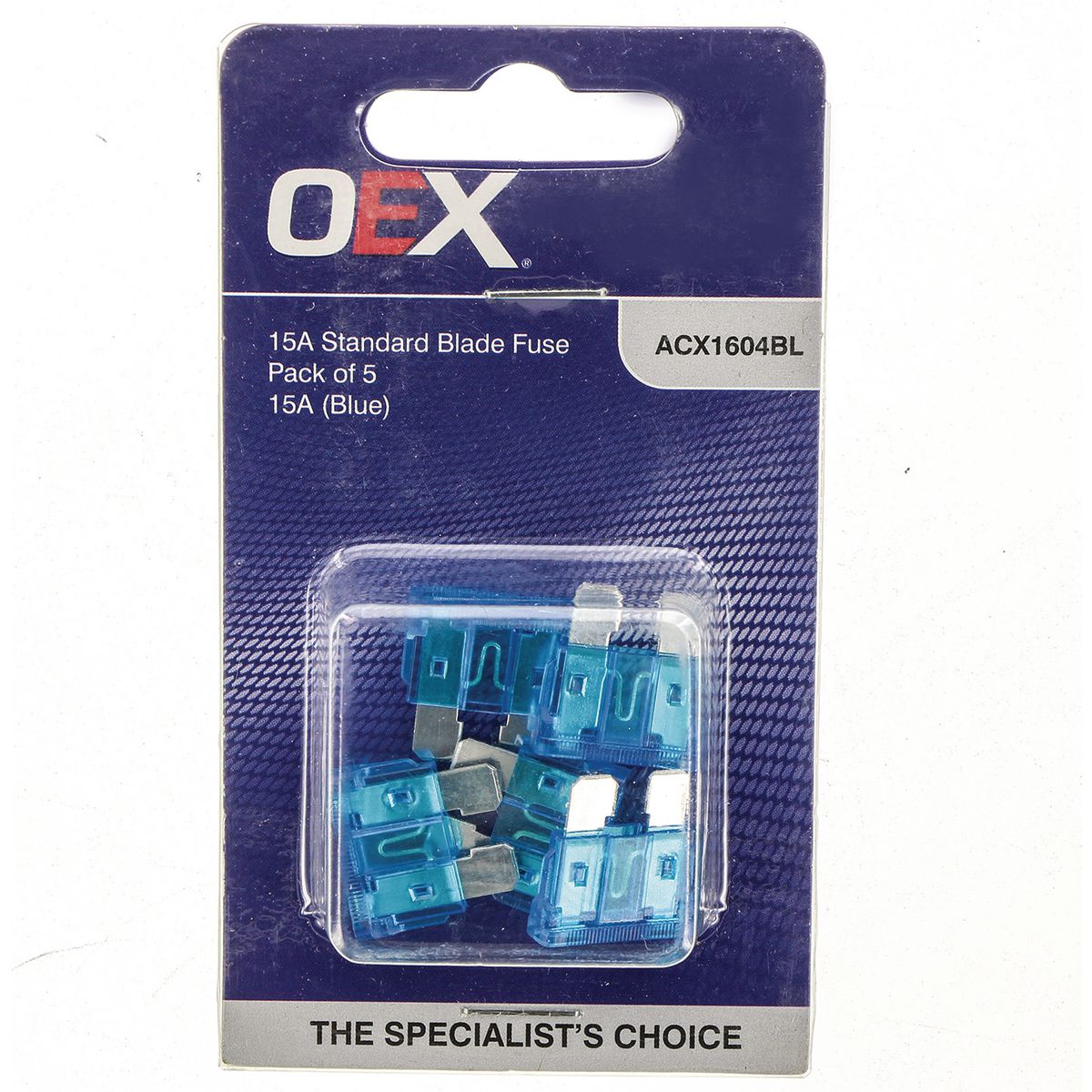 OEX Standard Blade Fuse, 15A Blue - Pack Of 5 ACX1604BL