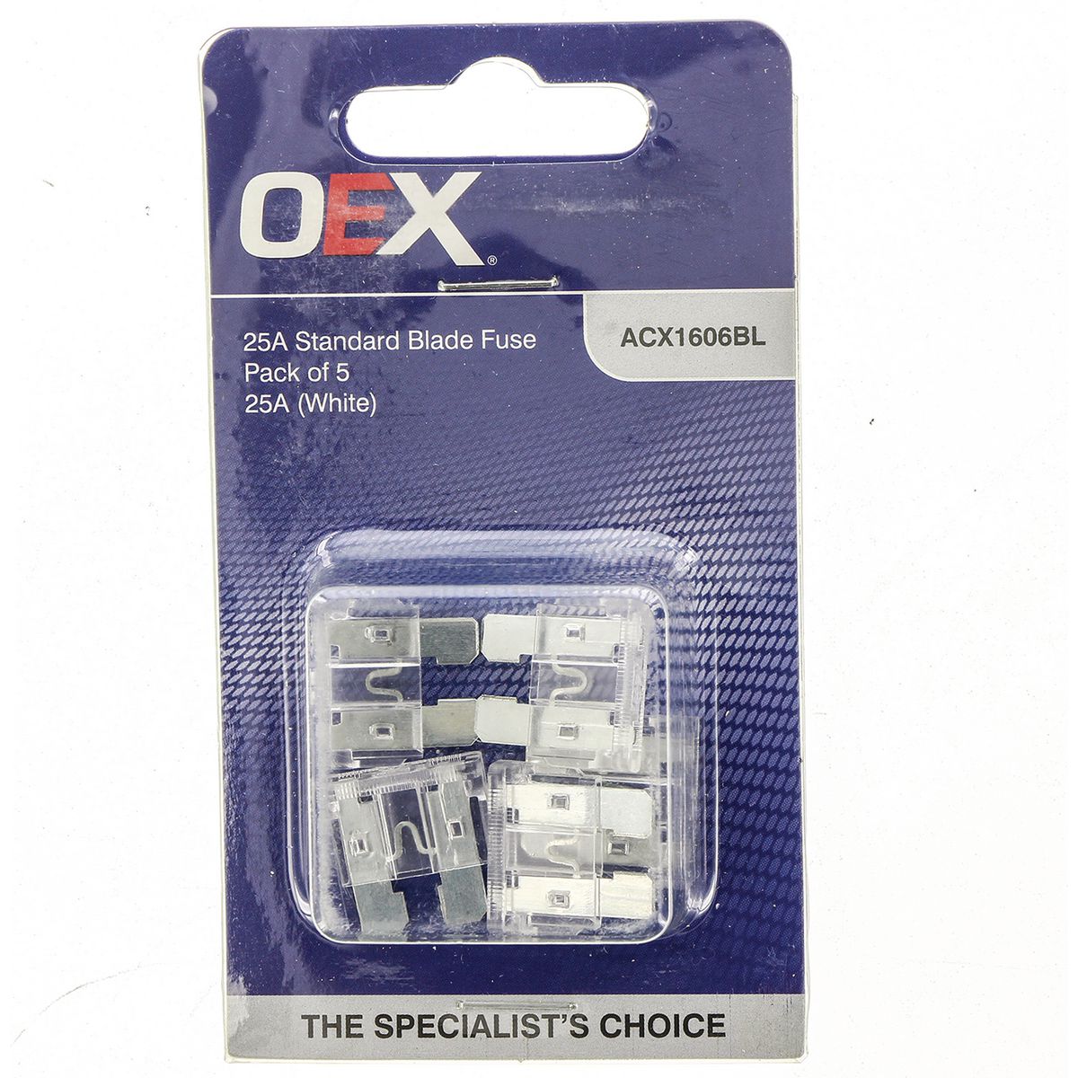 OEX Standard Blade Fuse, 25A White - Pack Of 5 ACX1606BL