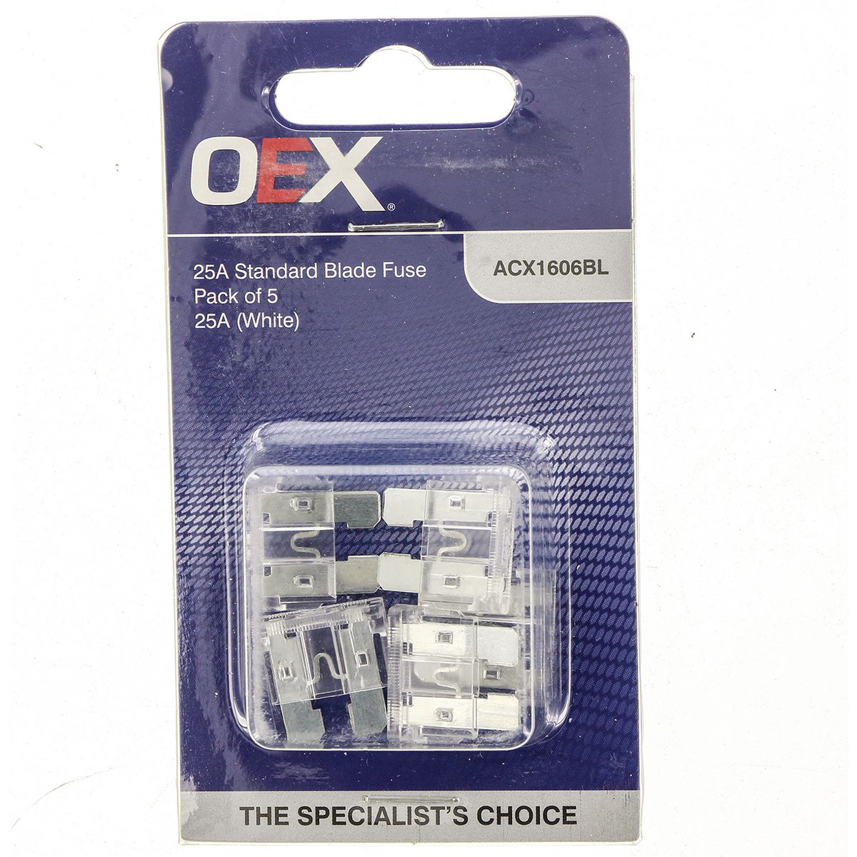 OEX Standard Blade Fuse, 25A White - Pack Of 5 ACX1606BL