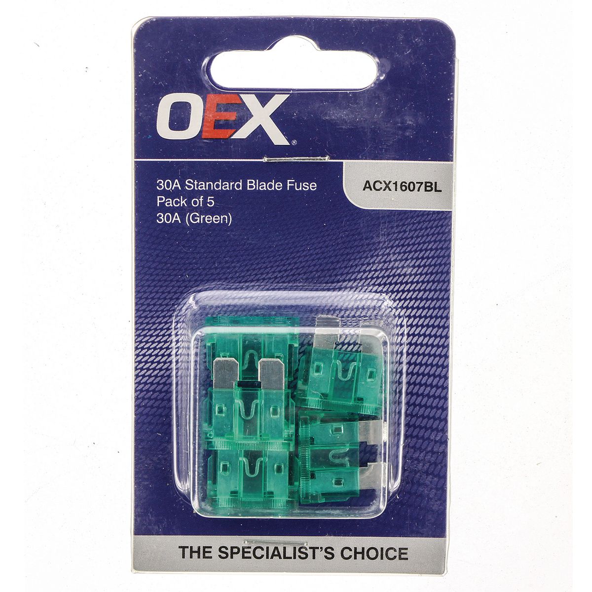 OEX Standard Blade Fuse, 30A Green - Pack Of 5 ACX1607BL
