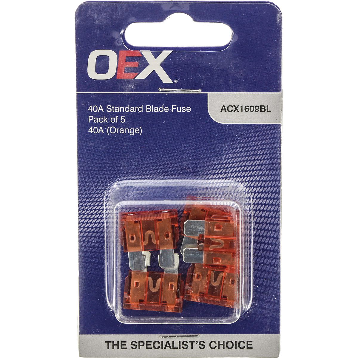 OEX Standard Blade Fuse, 40A Orange - Pack Of 5 ACX1609BL