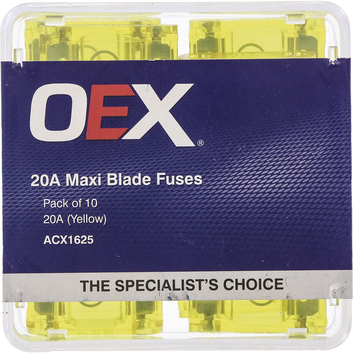OEX Fuse Maxi Blade 20A Yellow (Pack of 10) ACX1625