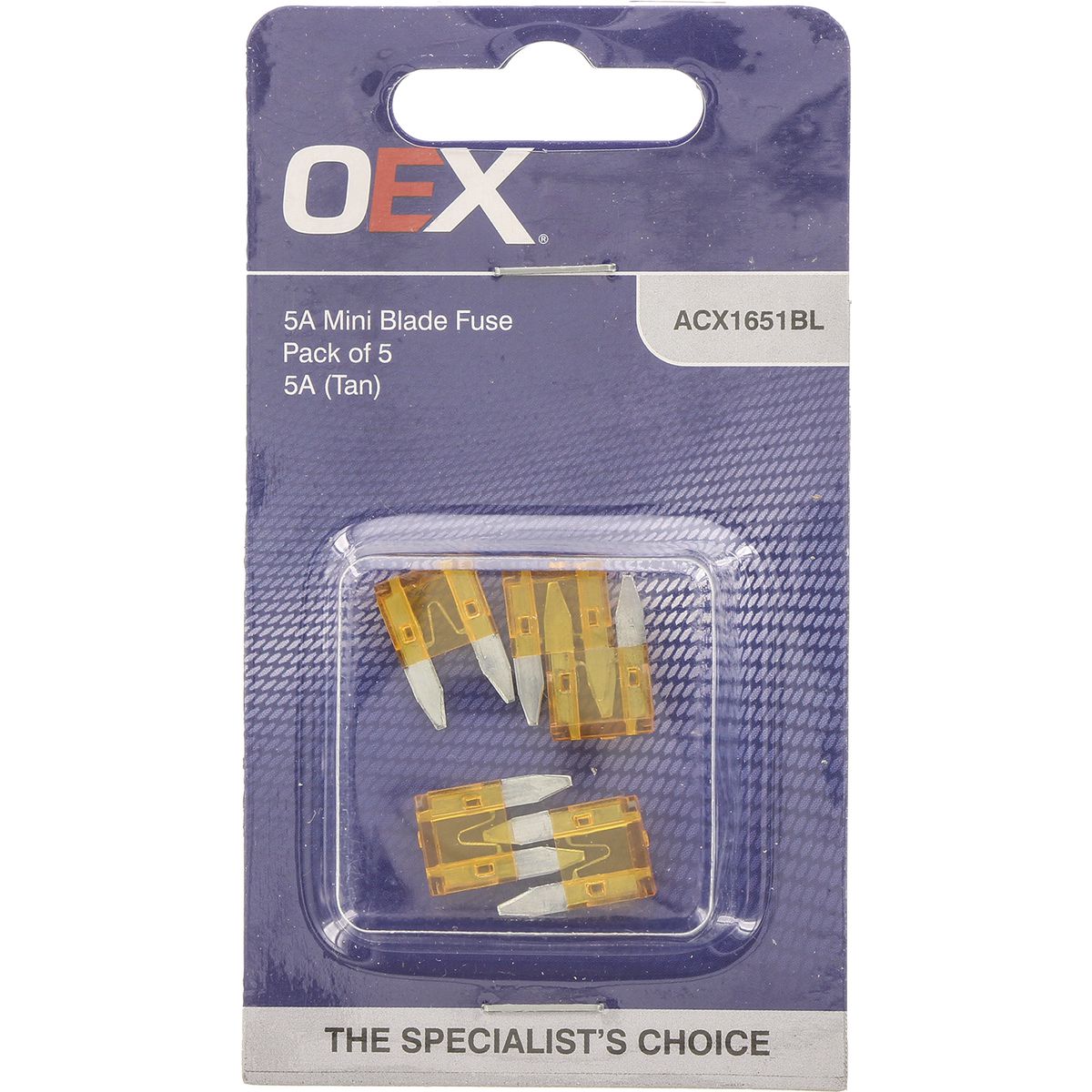 OEX Mini Blade Fuse, 5A Tan - Pack Of 5 ACX1651BL