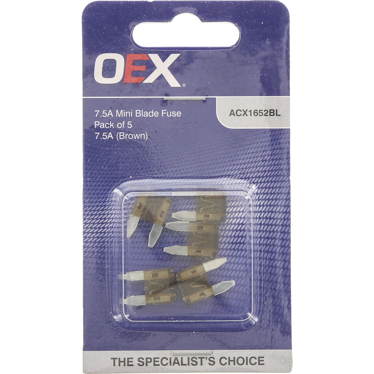 OEX Mini Blade Fuse, 7.5A Brown - Pack Of 5 ACX1652BL