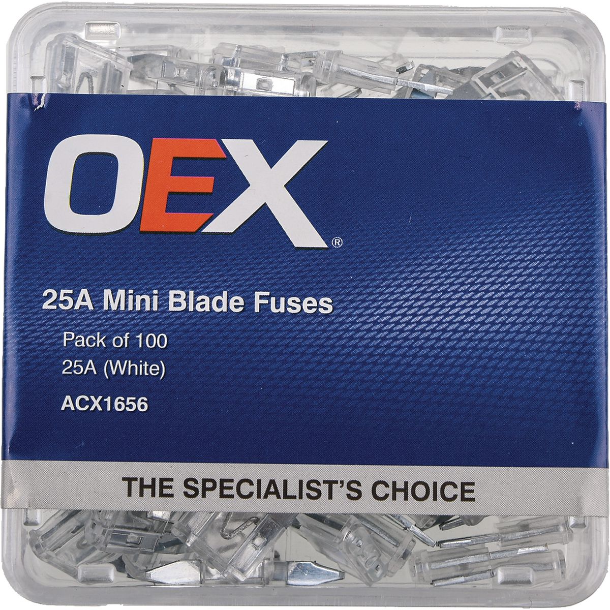 OEX Fuse Mini Blade 25A White (Pack of 100) ACX1656