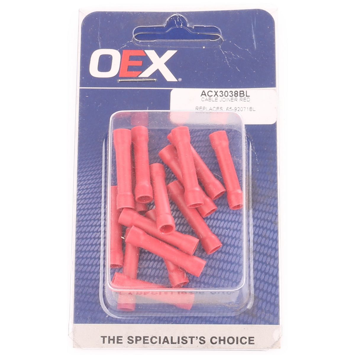 OEX Crimp Terminal Joiner Red Cable Size 2.5-3mm Vinyl 15 Pce ACX3038BL