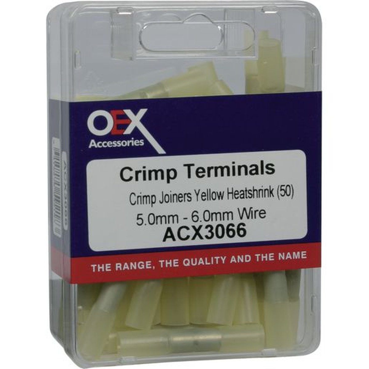 OEX Crimp Terminal Joiner Yellow Cable Size 5-6mm Heat Shrinkable (Pack of 50) ACX3066