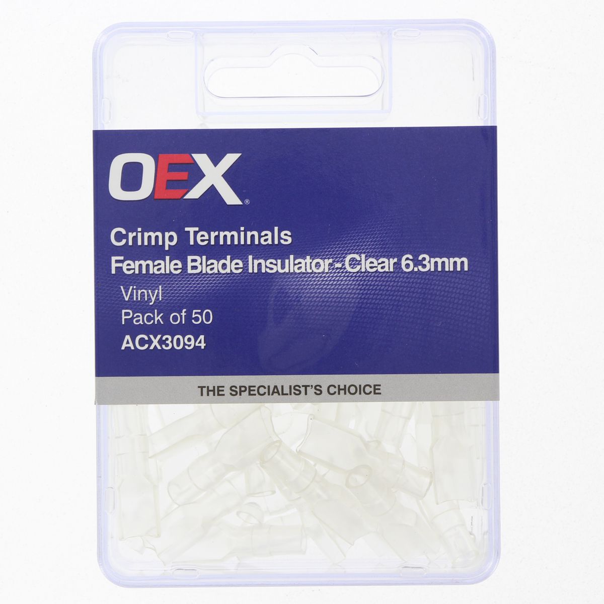 OEX Crimp Terminal Clear Insulator Vinyl 50 Pce ACX3094