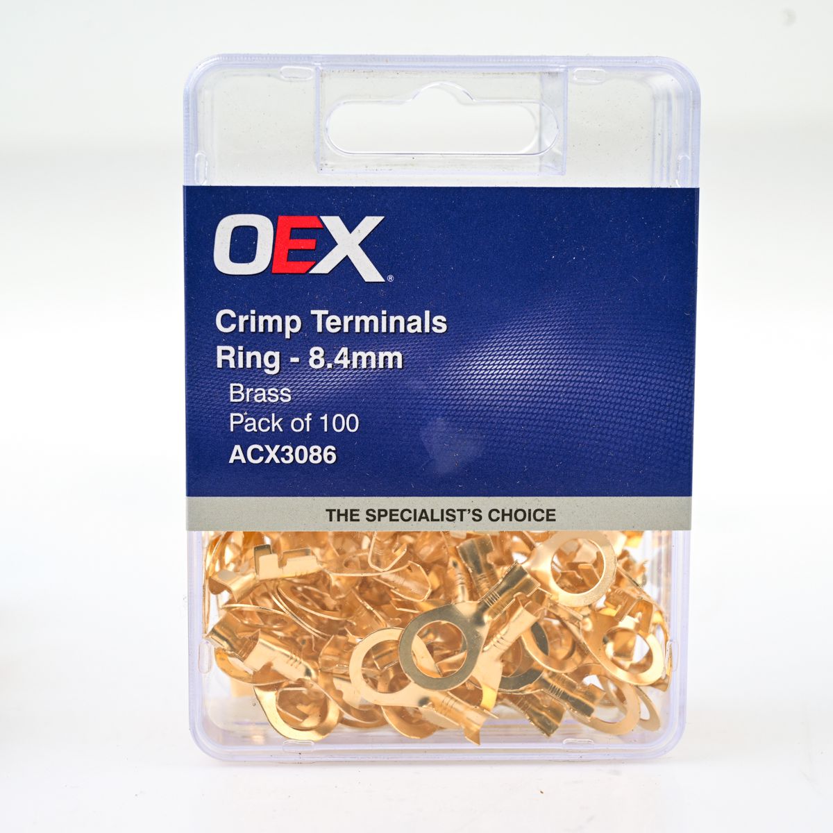 OEX Crimp Terminal Ring Brass Id 8.4mm Non Insulated 100 Pce ACX3086
