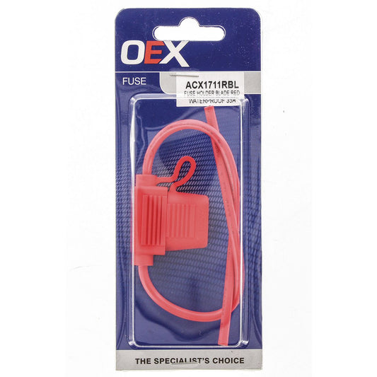 OEX Standard Blade In Line Fuse Holder, Red, 1 Way, 35A - Single Pack ACX1711RBL