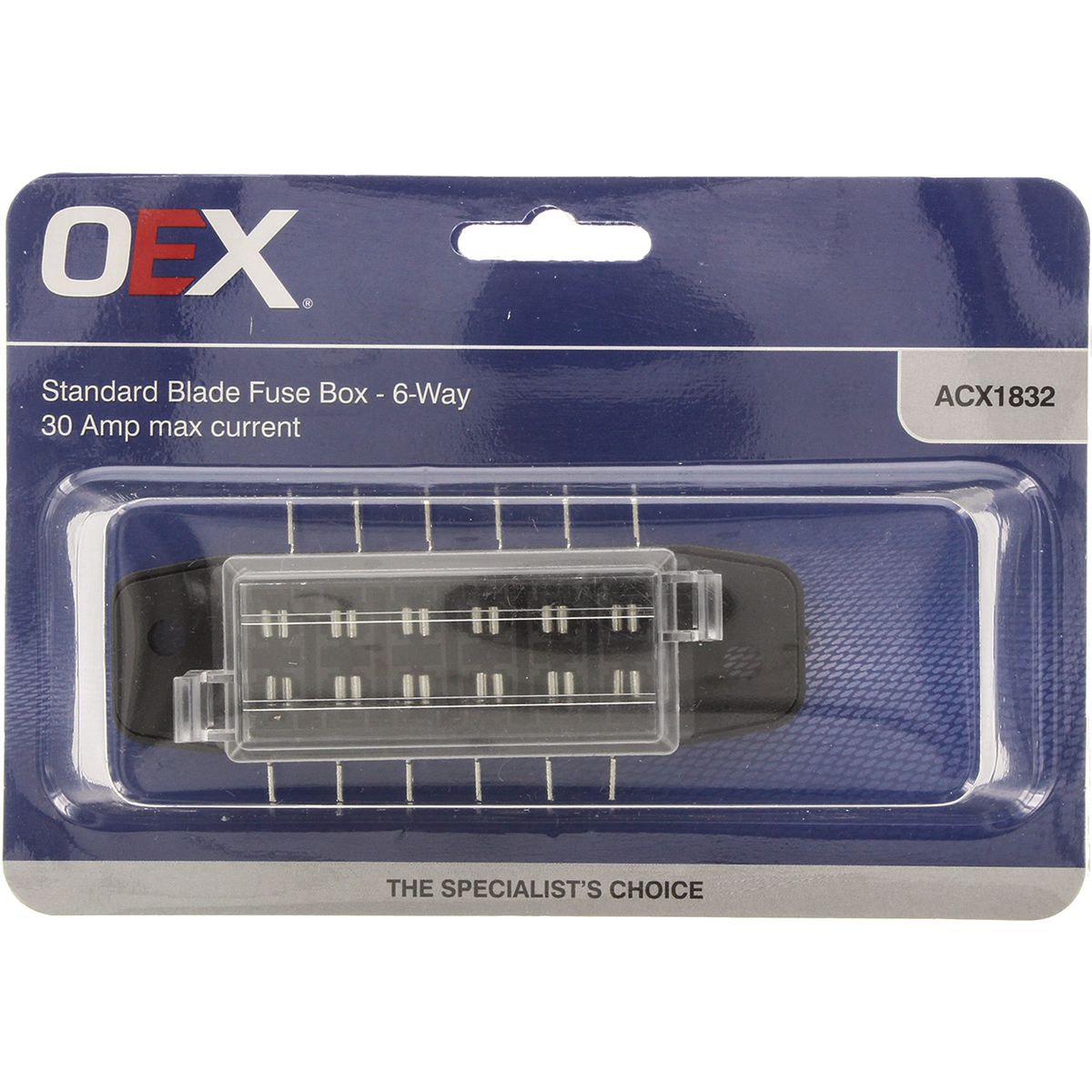OEX Standard Blade Fuse Box, 6 Way 30A ACX1832