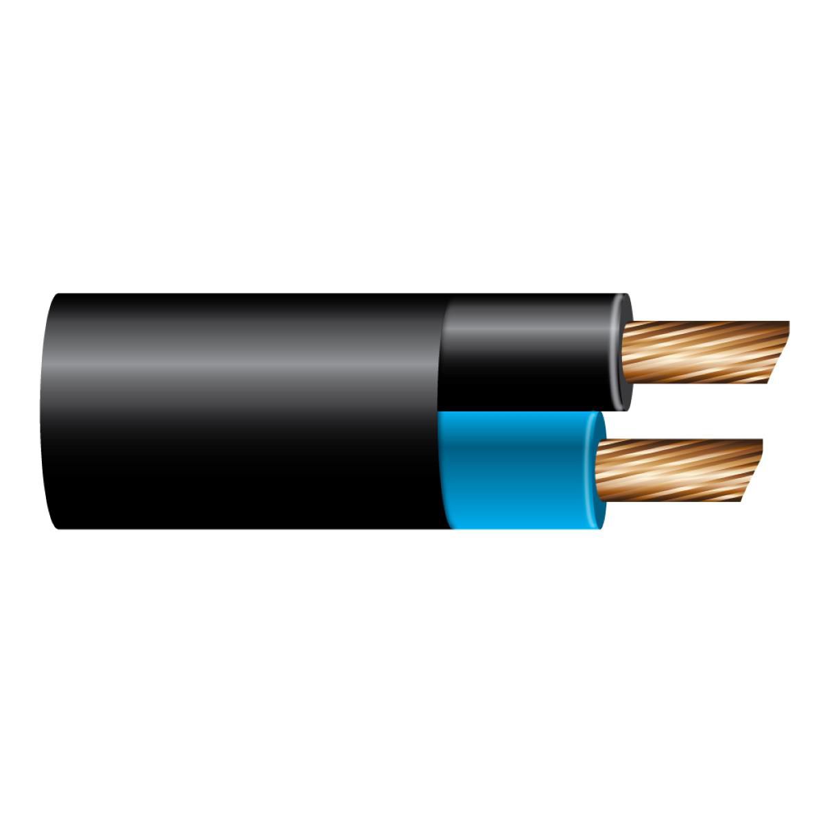 OEX 5mm Twin Core Automotive Cable, Blue/Black, With Black Sheath - 30M Roll ACX0835