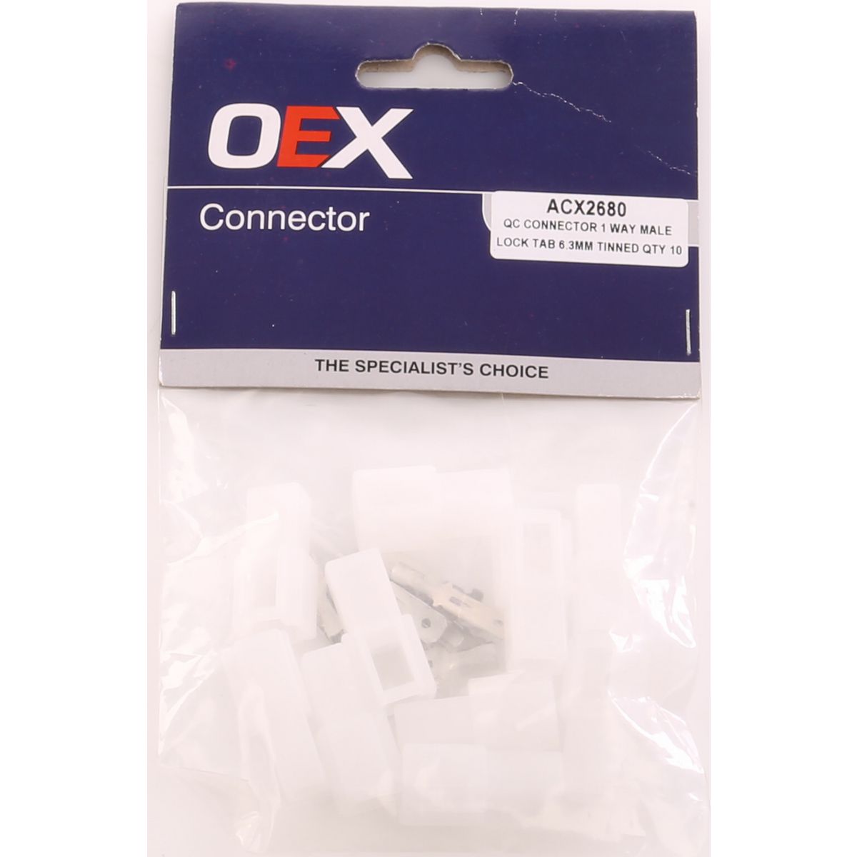 OEX Qc Connector Male White 1 Pole - 10 Pce ACX2680