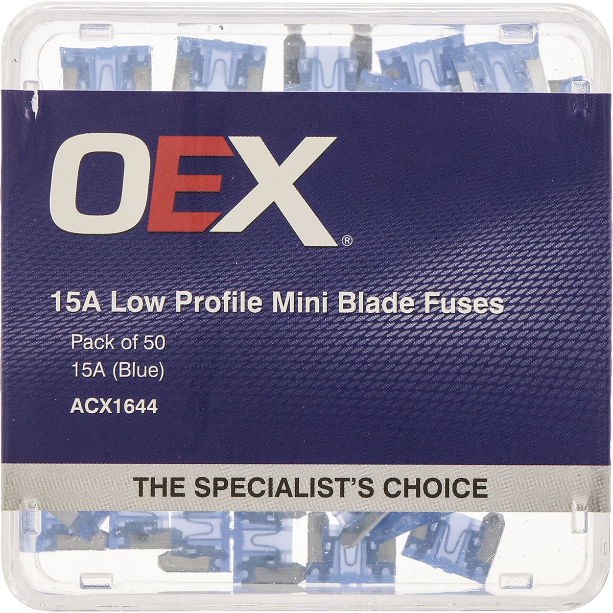 OEX Fuse Low Profile Mini Blade 15A Blue (Pack of 50) ACX1644