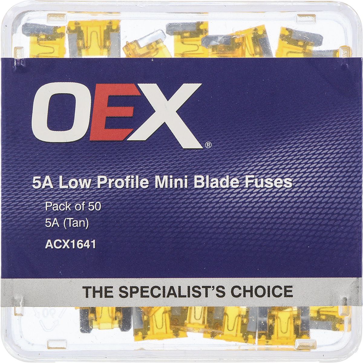 OEX Fuse Low Profile Mini Blade 5A Tan (Pack of 50) ACX1641