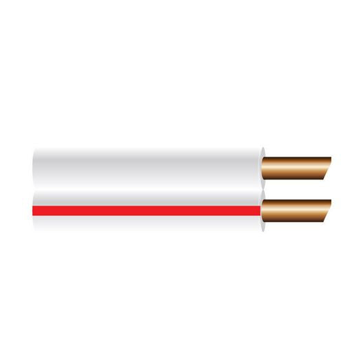 OEX 3mm Twin Core Automotive Cable, Figure 8, White With Red Trace - 30M Roll ACX0833