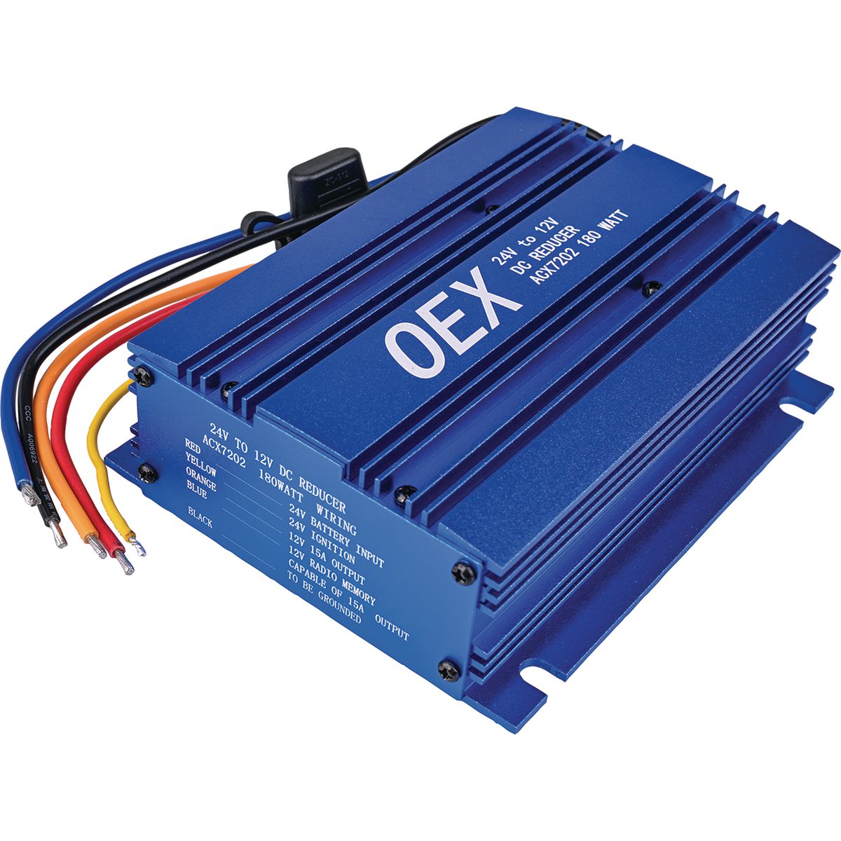 OEX Voltage Reducer 24V-12V Switch Mode Single Circuit 15A W/Memory Wire fits Radio ACX7202