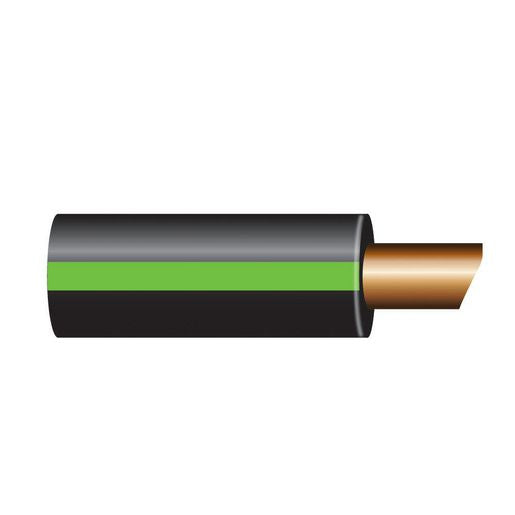 OEX 4mm Single Core Automotive Cable, Black With Green Trace - 100M Roll AS126030B/G100