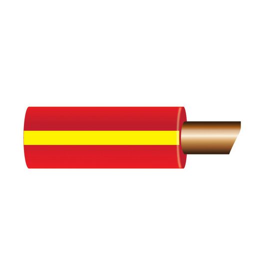 OEX 4mm Single Core Automotive Cable, Red With Yellow Trace - 500M Roll ACX0787/500