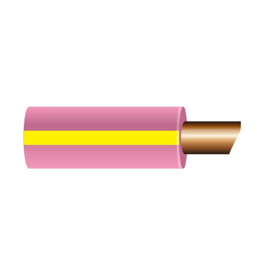 OEX 3mm Single Core Automotive Cable, Pink With Yellow Trace - 500M Roll ACX0781/500