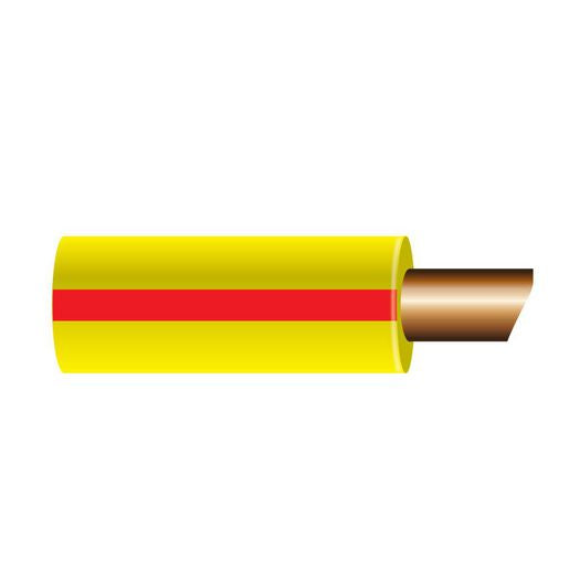 OEX 3mm Single Core Automotive Cable, Yellow With Red Trace - 30M Roll AS116030Y/R30