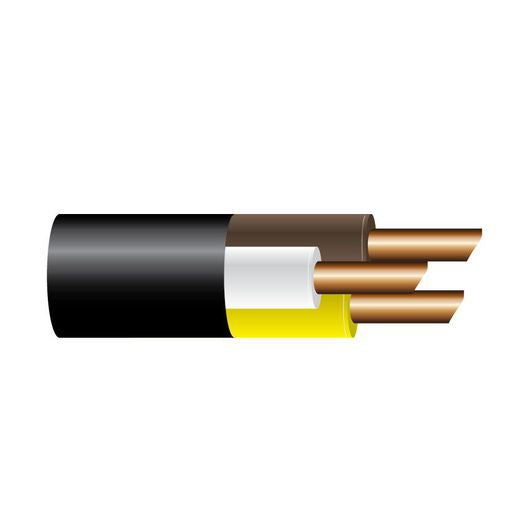 OEX 4mm 3 Core Automotive Cable, White/Brown/Yellow With Black Sheath - 30M Roll ACX0825