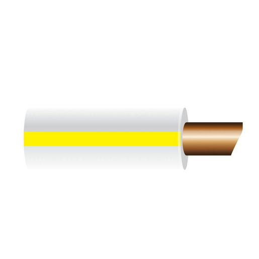 OEX 3mm Single Core Automotive Cable, White With Yellow Trace - 500M Roll ACX0623/500