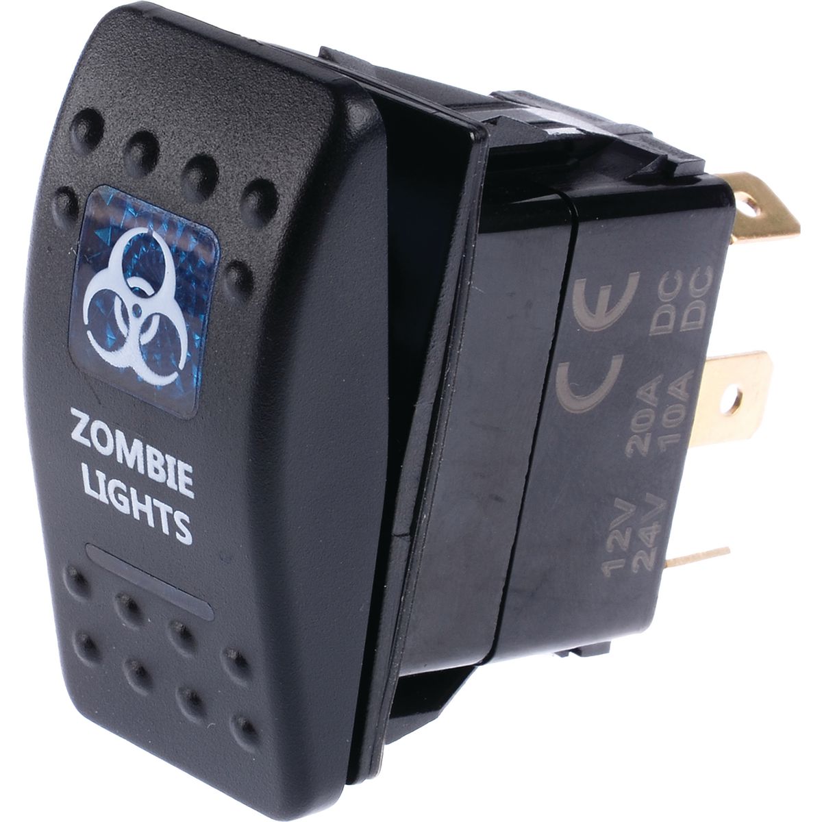 Drivetech 4X4 Rocker Zombie Lights Switch On/Off Spst 12 Or 24V Blue Illumination (Contacts Rated 20A @ 12V) DT-11024