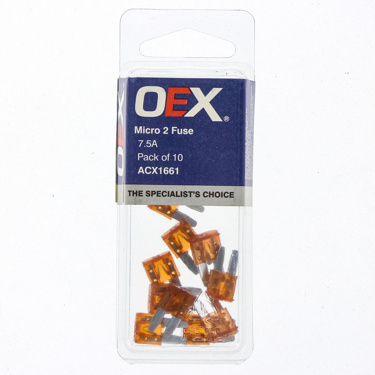 OEX Fuse Micro 2-Blade 7.5A Brown (Pack of 10) ACX1661