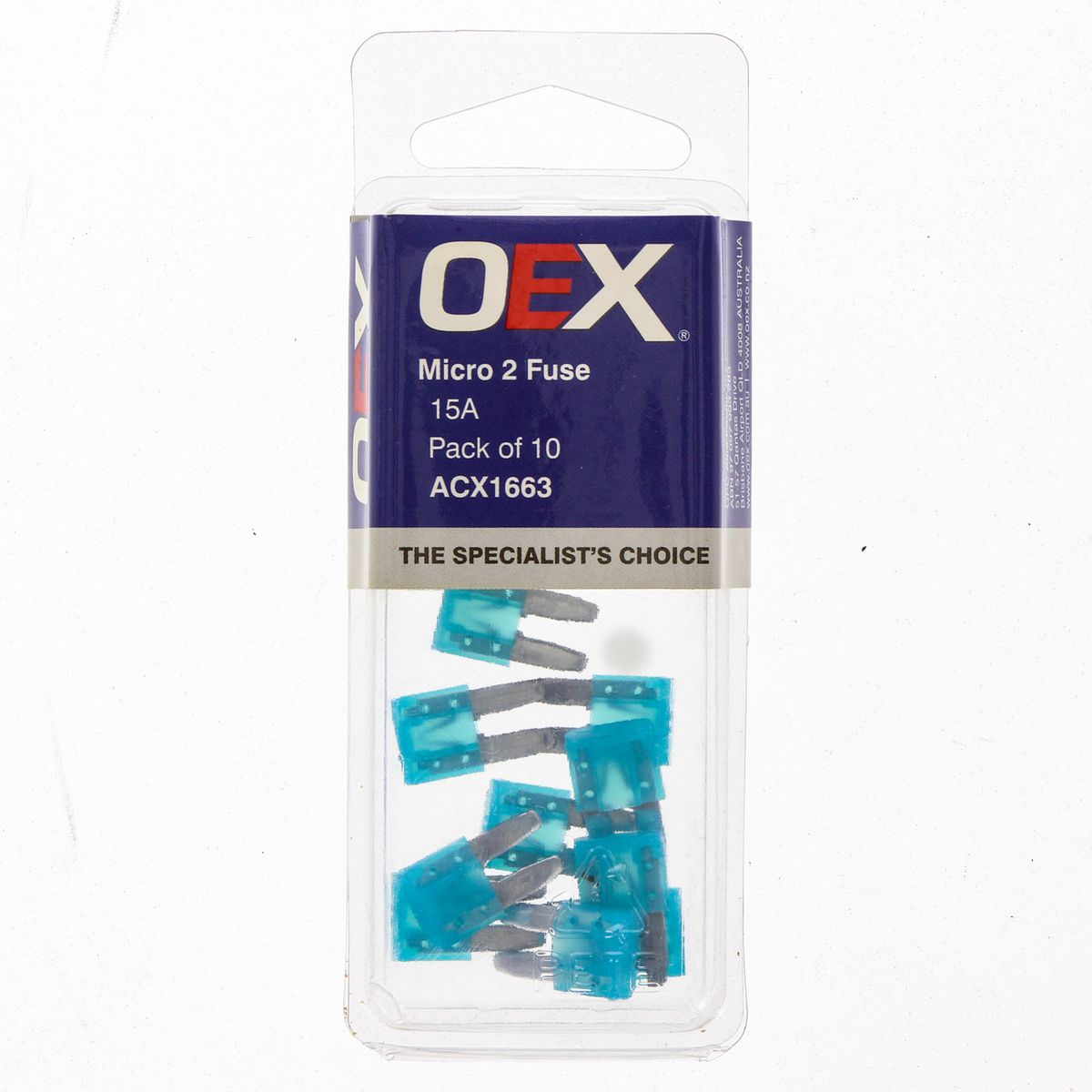 OEX Fuse Micro 2 Blade 15A Blue (Pack of 10) ACX1663